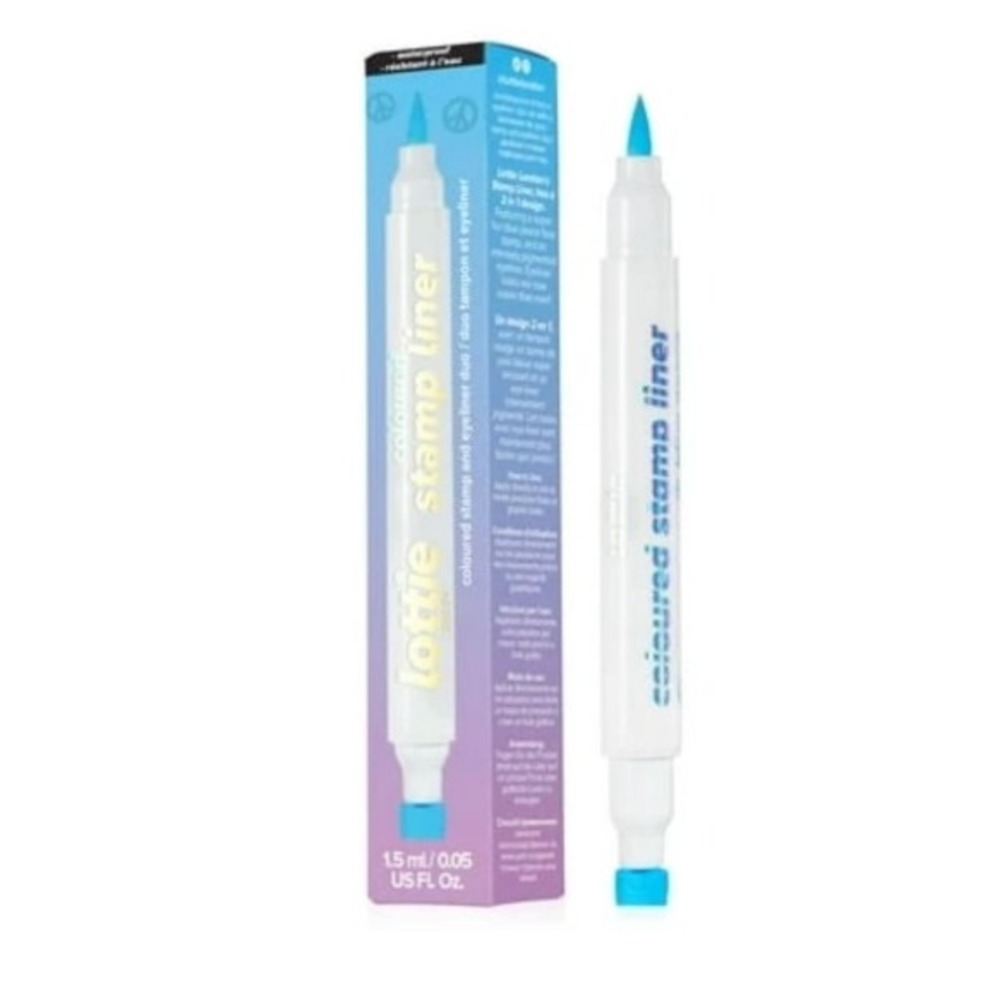 Lottie London Coloured Stamp Liner Blue Peace Peace Sign Stamp Eyeliner Duo New